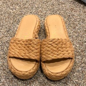 Woven Slide Sandals in Tan - Beach by Matisse